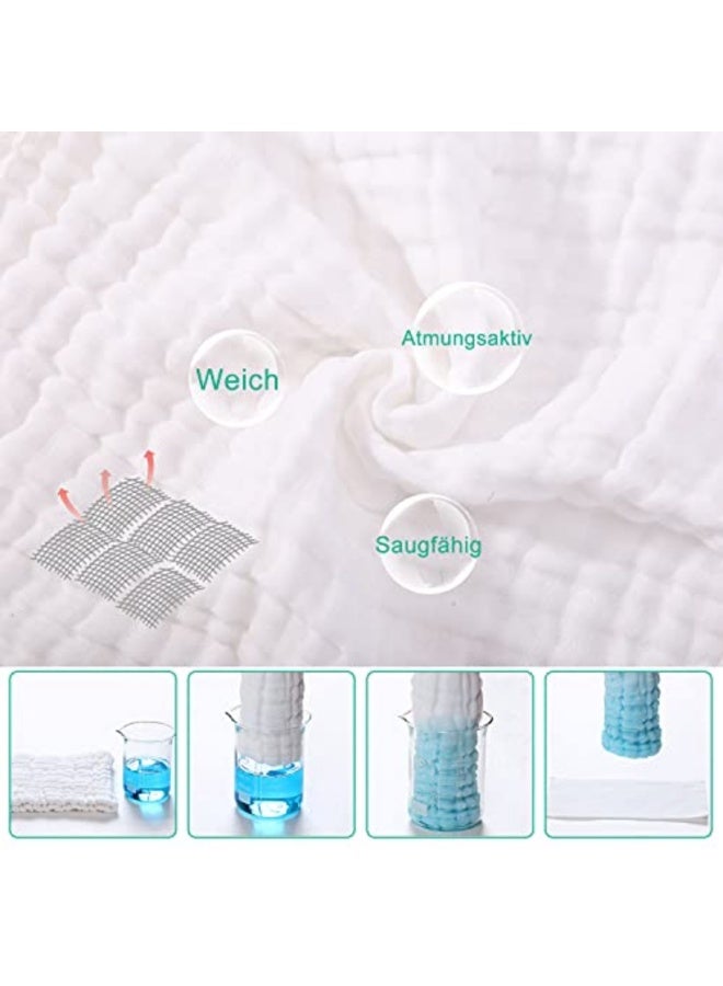 Muslin Nappies Burp Cloths Pack of 10 Cloth Nappies 25 x 49 cm Muslin Cloths Absorbent Wash Cloth Cotton Folding Nappies for Baby Boil-Proof Premium Quality - Image 2