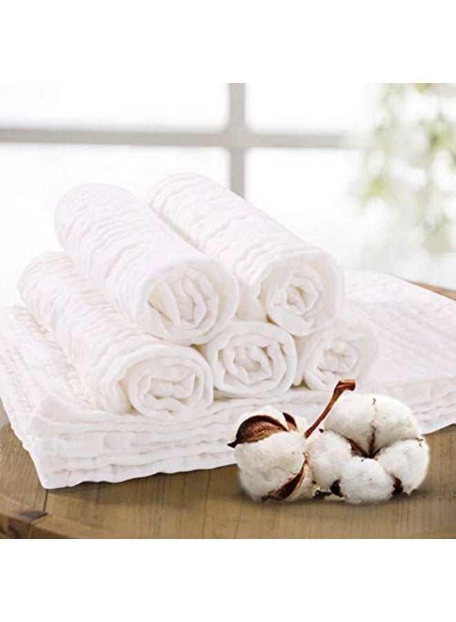 Muslin Nappies Burp Cloths Pack of 10 Cloth Nappies 25 x 49 cm Muslin Cloths Absorbent Wash Cloth Cotton Folding Nappies for Baby Boil-Proof Premium Quality - Image 4