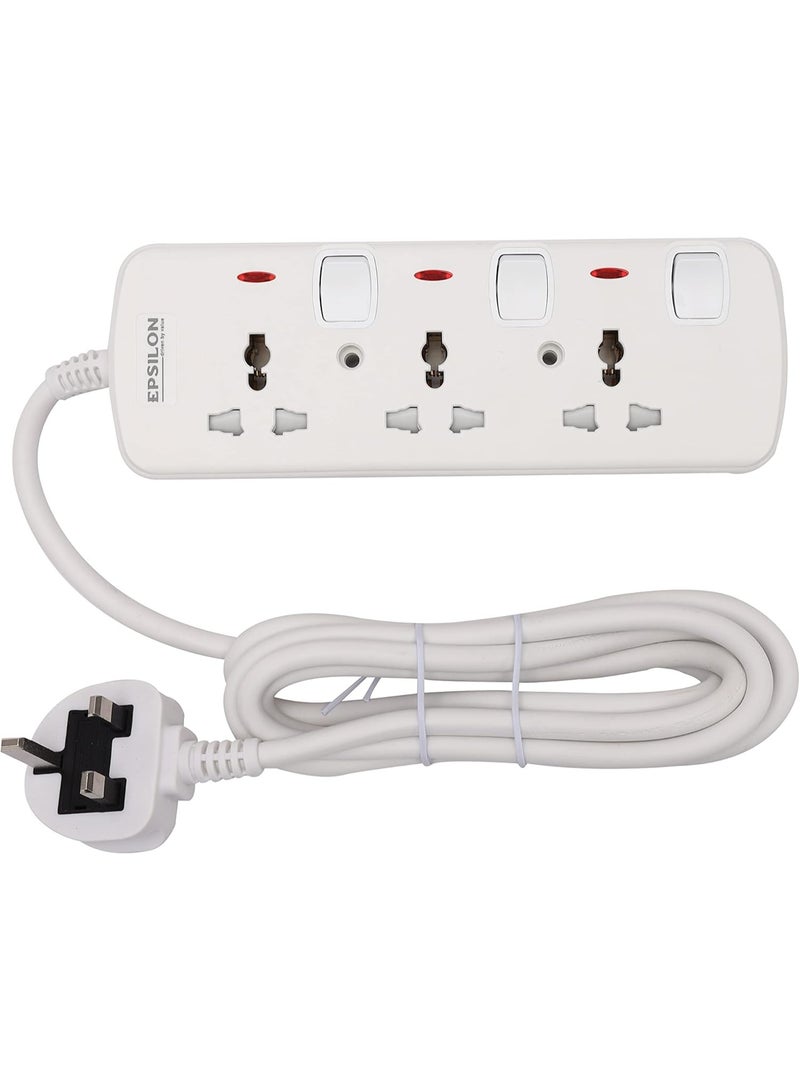 Epsilon 3 Way Extension Socket with Individual Switches- ES1098 - Image 1