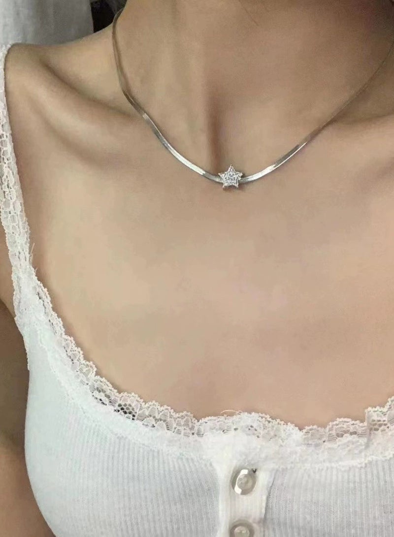 Goolsky Star Pendant Snake Chain Necklace for Women – Hip-Hop Layered Choker, High-End Glossy Finish, Non-Tarnish Statement Jewelry, Streetwear - Image 2