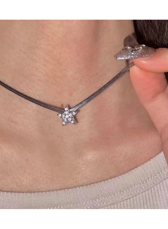 Goolsky Star Pendant Snake Chain Necklace for Women – Hip-Hop Layered Choker, High-End Glossy Finish, Non-Tarnish Statement Jewelry, Streetwear - Image 4