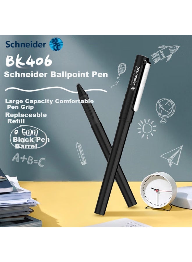 شنايدر Schneider Signature قلم حبر جاف Bk406r أسود 0.5mm رأس رصاصي، مستورد من ألمانيا، للطلاب والمكاتب اليومية لقلم حبر أسطواني مع حشوة قابلة للاستبدال - Image 1