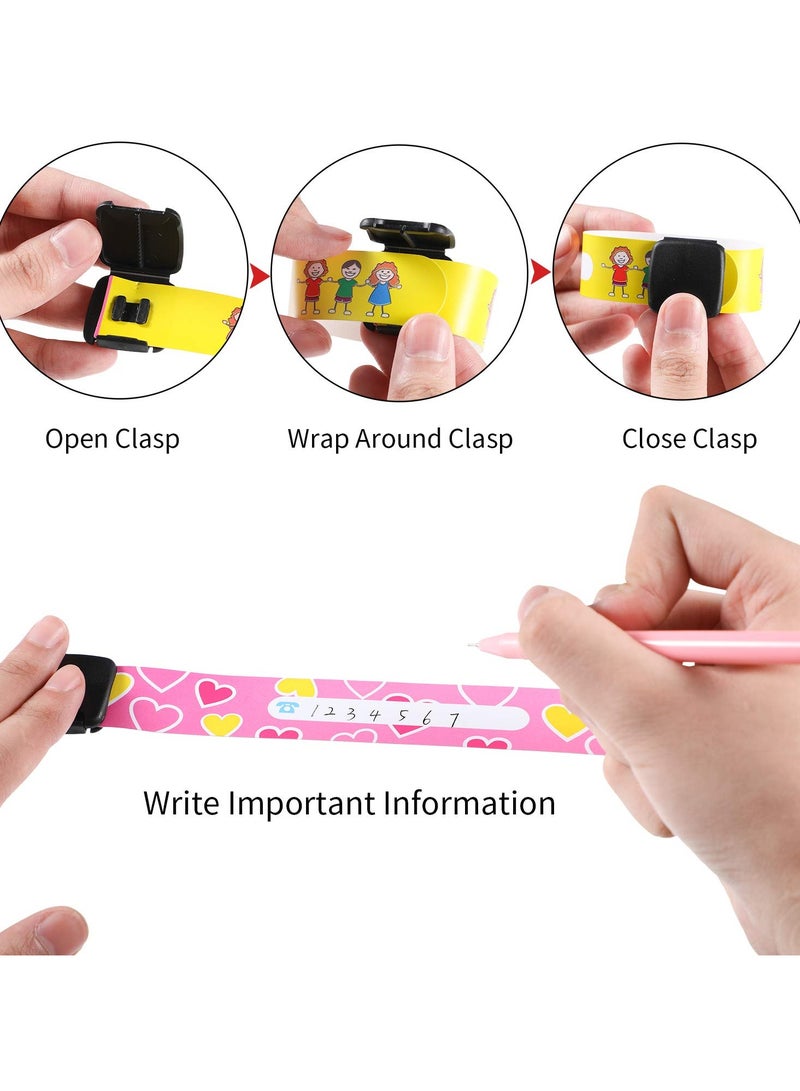 16 Piece Reusable Kids' Safety ID Bracelets – Waterproof Name Tags for Boys and Girls, Child ID Wristbands - Image 3
