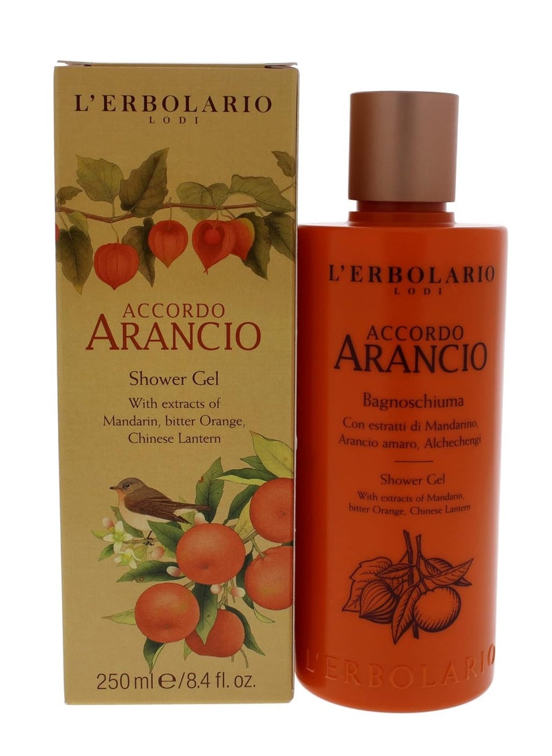 L'Erbolario L'Erbolario Accordo Arancio Shower Gel - Positive And Comforting Citrus Scent - Awakens The Well-Being Of The Body - Leaves Skin Toned And Moisturized - Paraben Free - Long Lasting Scent - 8.4 Oz  - Image 1