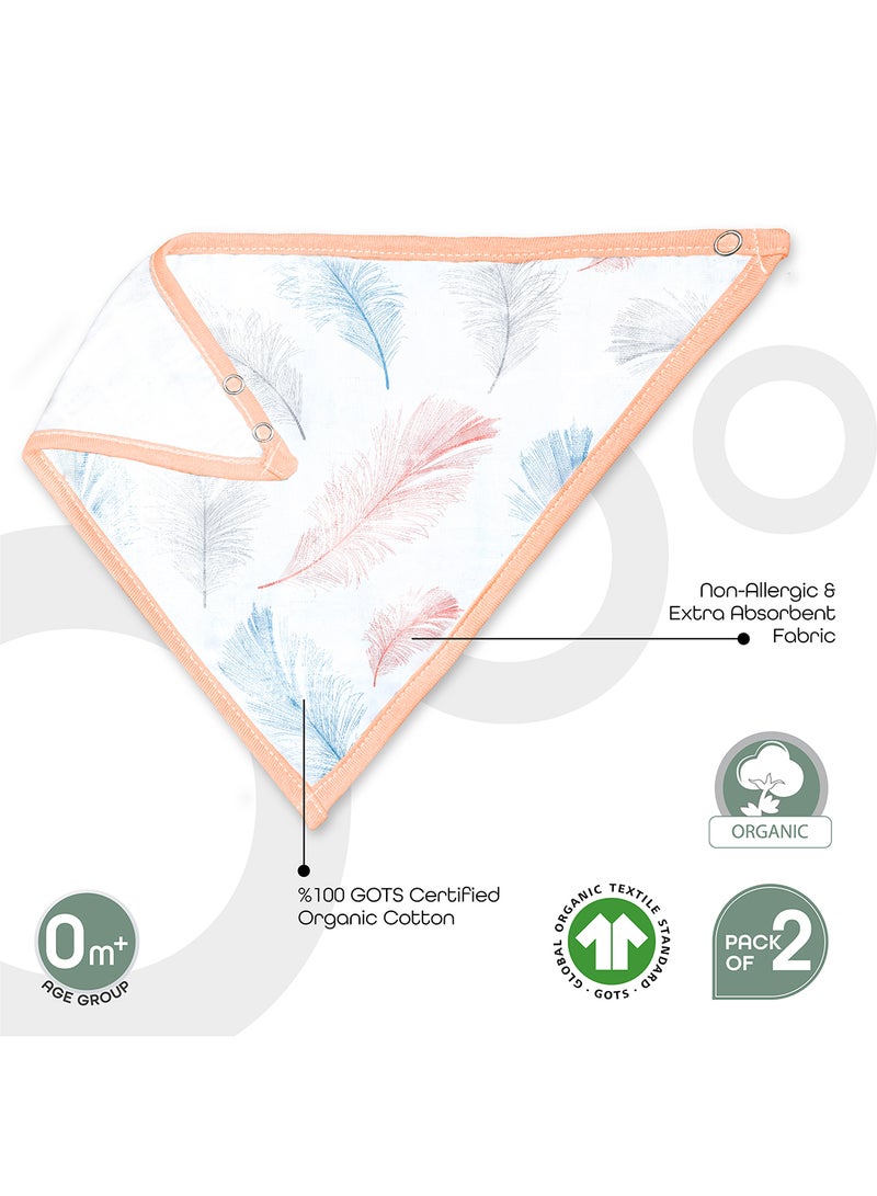 Moon Pack Of 2 Organic Muslin Bibs Feather And Stripes - Image 3