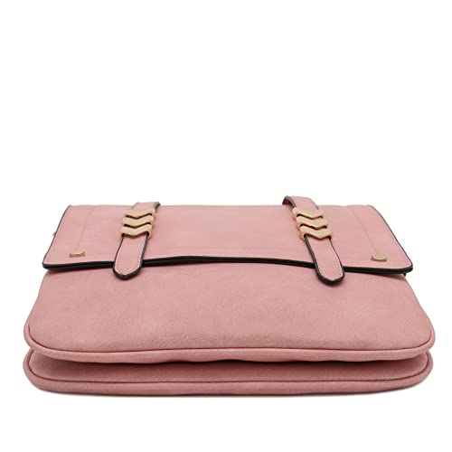 ALYSSA Double Compartment Large Flapover Crossbody Bag (Dusty Pink) - Image 4