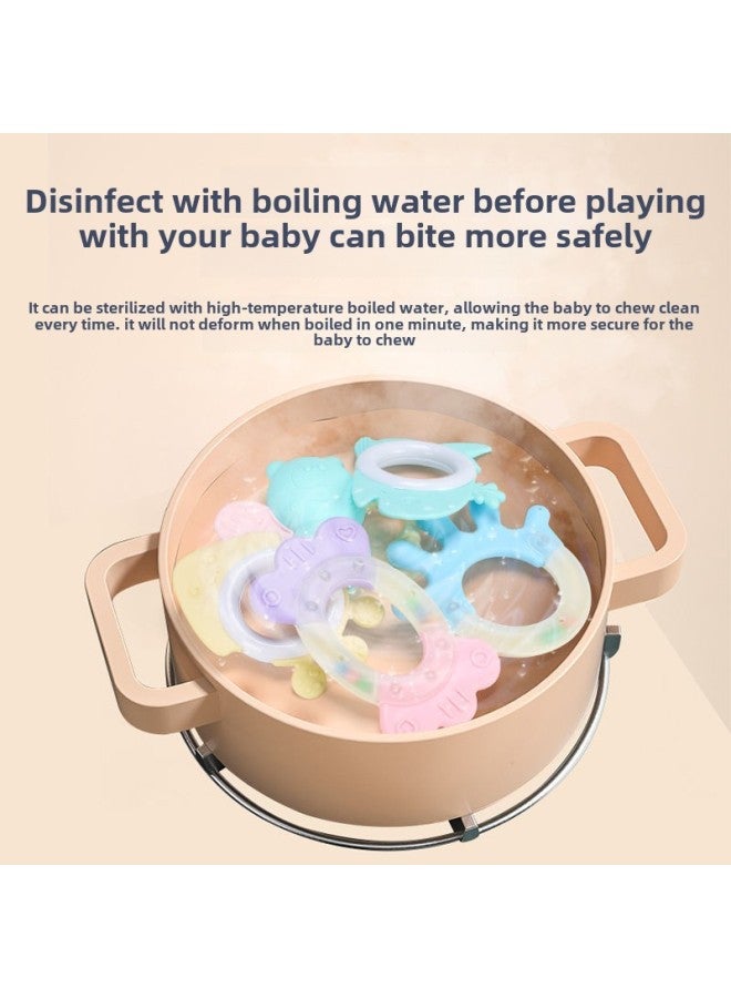 Baby Toys 0-1 Years Old Boiled Teether 3-6-12 Months Baby Newborn Boys And Girls Rattle-Color:7-piece Set + Music Rattle (bag) - Image 4