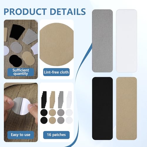 Zyghjort 24 PCS Shoe Patches for Holes, 4 Colors Rectangular Round Shoe Heel Repair Repair Patch Self Adhesive Heel Repairs Kit Shoes Hole Repairs Patch Kit for Sneakers Mesh Leather Shoes - Image 2