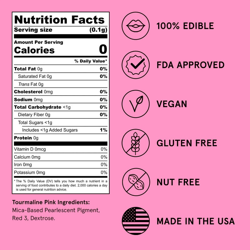 Fancy Sprinkles غبار لامع فاخرة باللون الوردي التورماليني، غبار غذائي فاخر 100%، لإضافة لمسة لامعة للطعام والمشروبات بدون طعم أو قوام (4 جرام) - Image 4