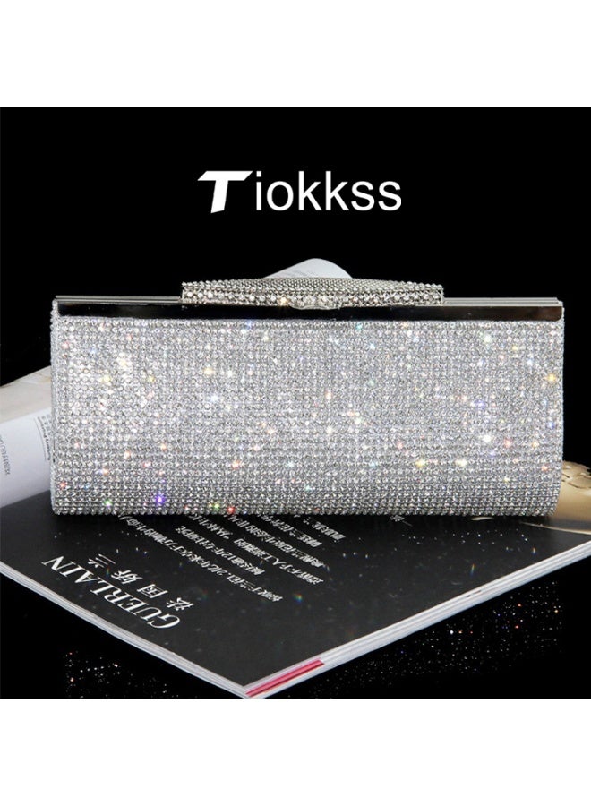 Tiokkss Dinner bag, fashion diamond-encrusted handbag, personalized handbag, wedding bag, European and American style cross-border ladies clutch  - Image 1