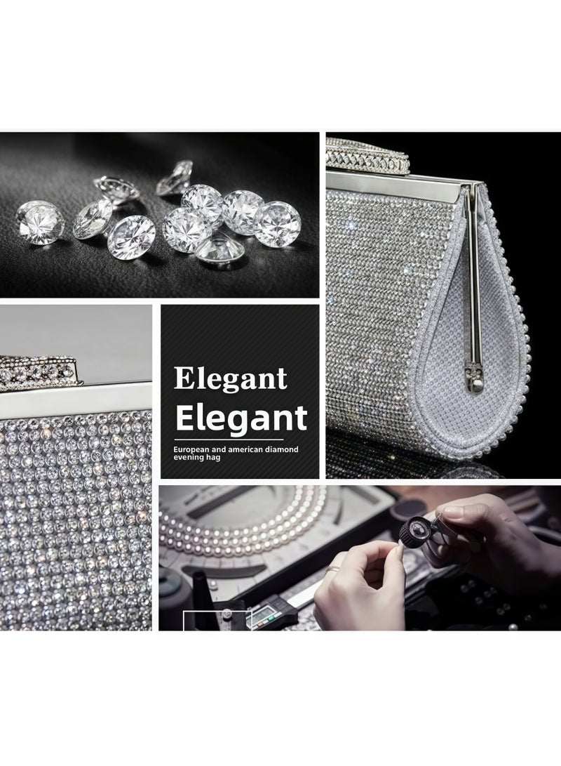 Tiokkss Dinner bag, fashion diamond-encrusted handbag, personalized handbag, wedding bag, European and American style cross-border ladies clutch  - Image 2