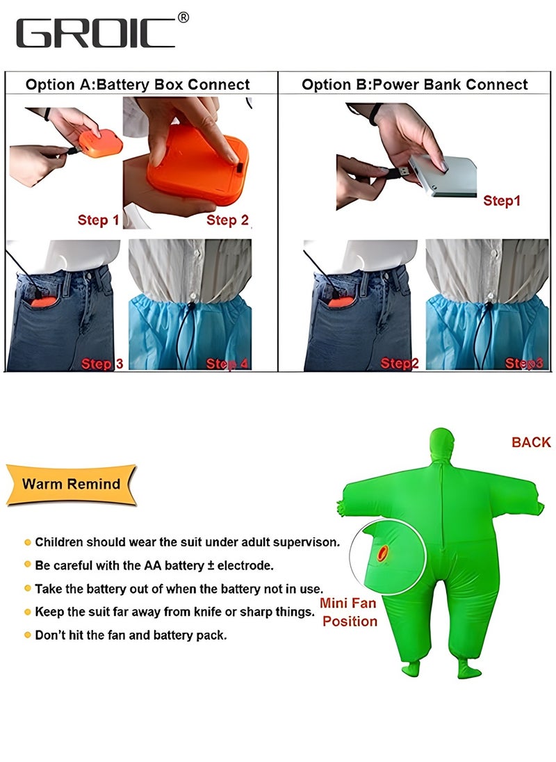 GROIC - Funny Adult Size Inflatable Full Body Costume Suit Air Fan Operated Blow Up Fancy Dress Inflatable Jumpsuit Costume Party Dress up Toys - Image 1