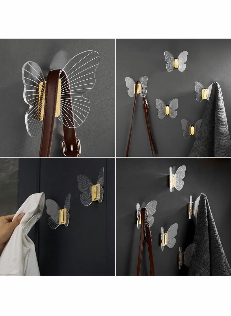 إكسفور Decor Wall Hooks Heavy Duty for Hanging Coat Clothes Caps Hat Scarf Jacket Bag Robe;erfly Hook Up for Decorative Bedroom Bathroom Balcony Office Room;Screw Include Drilling Installation,Gold 1 Set - Image 3