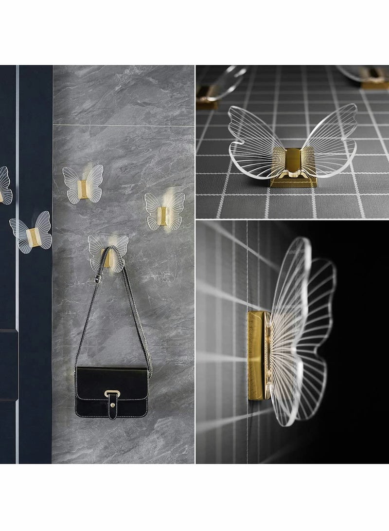 إكسفور Decor Wall Hooks Heavy Duty for Hanging Coat Clothes Caps Hat Scarf Jacket Bag Robe;erfly Hook Up for Decorative Bedroom Bathroom Balcony Office Room;Screw Include Drilling Installation,Gold 1 Set - Image 2