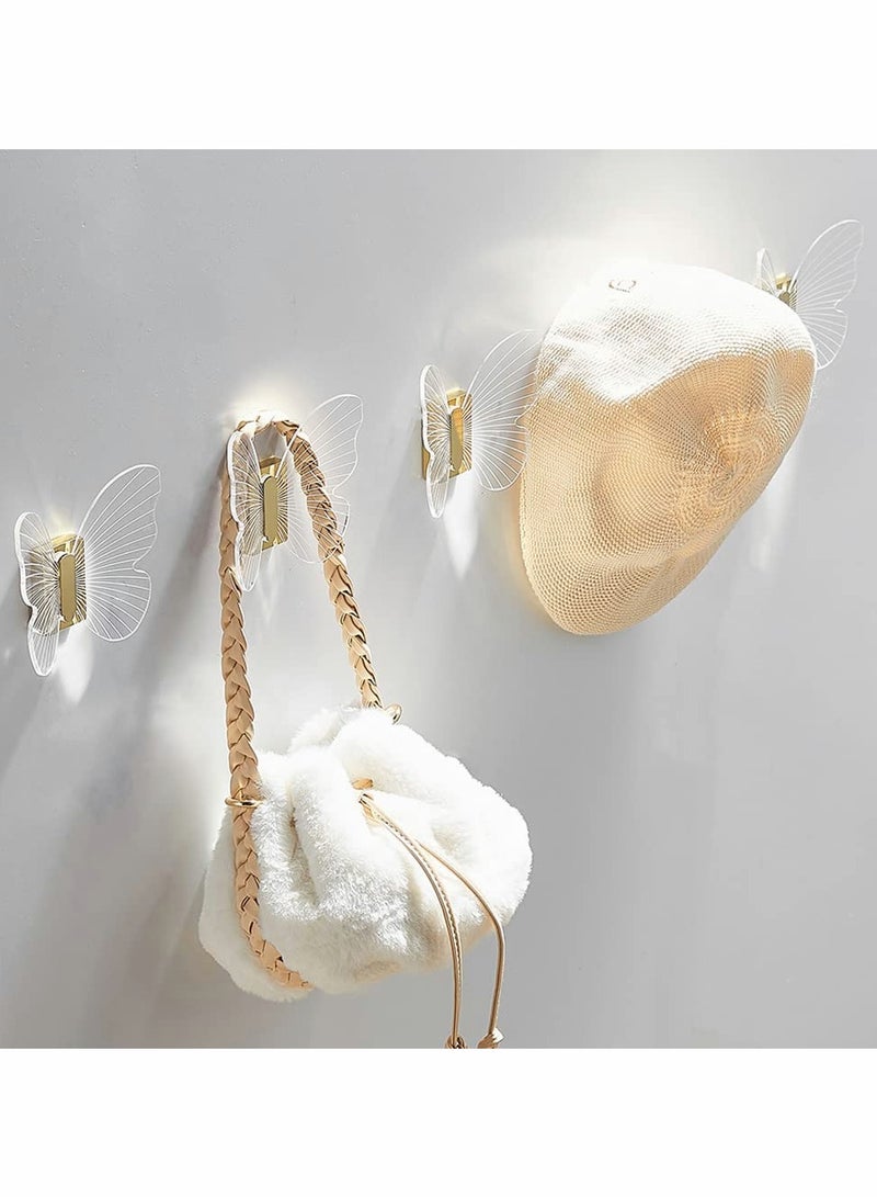 إكسفور Decor Wall Hooks Heavy Duty for Hanging Coat Clothes Caps Hat Scarf Jacket Bag Robe;erfly Hook Up for Decorative Bedroom Bathroom Balcony Office Room;Screw Include Drilling Installation,Gold 1 Set - Image 5