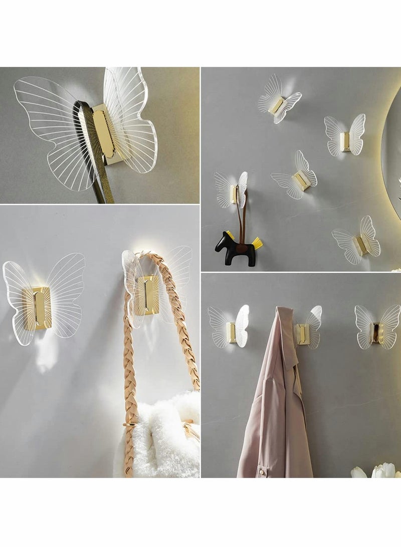 إكسفور Decor Wall Hooks Heavy Duty for Hanging Coat Clothes Caps Hat Scarf Jacket Bag Robe;erfly Hook Up for Decorative Bedroom Bathroom Balcony Office Room;Screw Include Drilling Installation,Gold 1 Set - Image 4