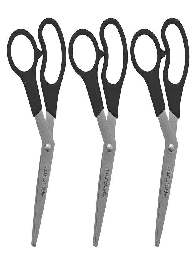Westcott All Purpose Value Scissors, 8" Bent, Pack of 3, Black (13402) - Image 1