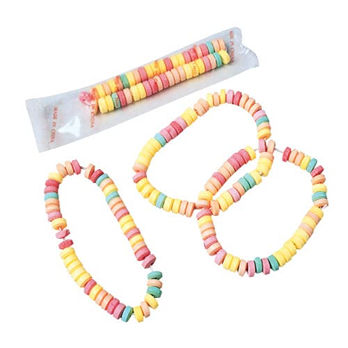 Smarties Candy Necklace Individually Wrapped Gluten Free Vegan Fruit Flavored Bulk Candy on Stretch String Perfect Party Favors Birthdays Celebrations Wafer Candy Necklace Box 24 Count