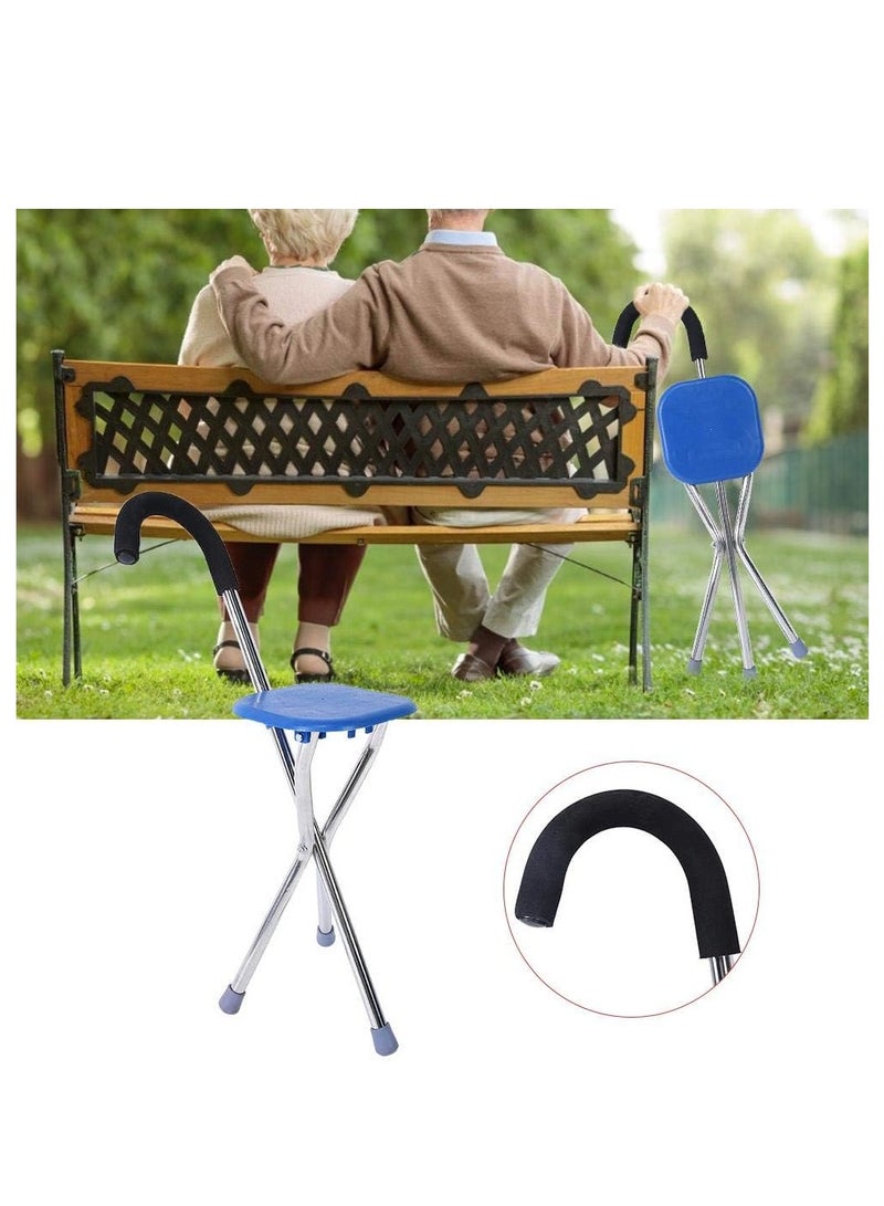 عكاز مع مقعد، كرسي مشي، عكاز متعدد الوظائف، قابل للطي، مانع للانزلاق. - Image 3