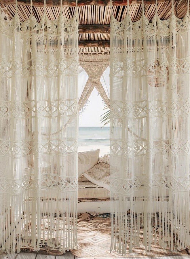 Flber Macrame Curtain Handmade Woven Doorway Curtain, Boho Room Divider, Natural Cotton Fiber Door & Window Drapes, Stylish Handcrafted Wall & Home Décor, 42" W x 75" L(1 Panel) - Image 4