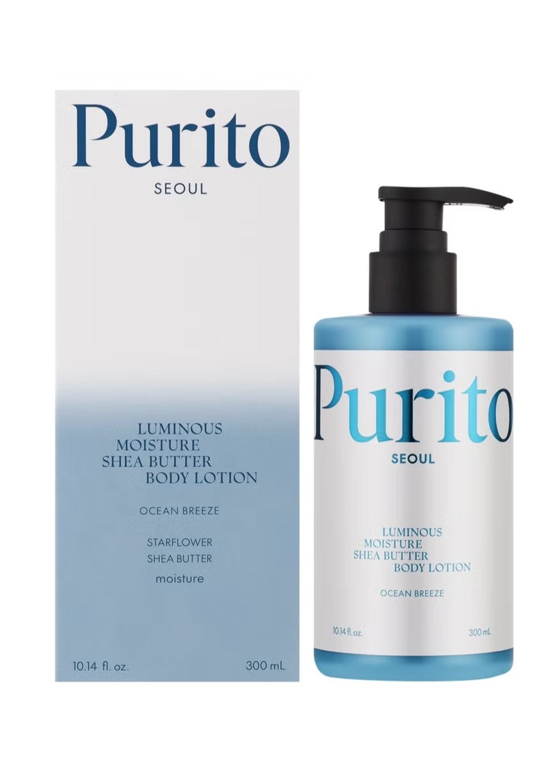 PURITO Seoul Luminous Moisture Shea Butter Body Lotion Shea Butter Gentle on Skin Moisturizing Dry Skin Pump Bottle KBeauty 300ml - Image 1