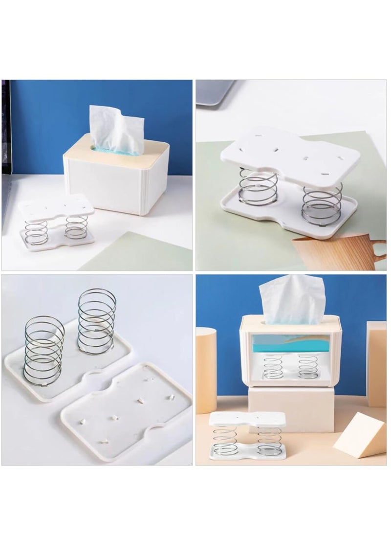 Tissue Box Holder Spring Support 4pcs Pusher Lifter Replacement Inner Holders Paper Towel Drawer Inside Automatic Lifting Elastic Tray Tissue Dispenser