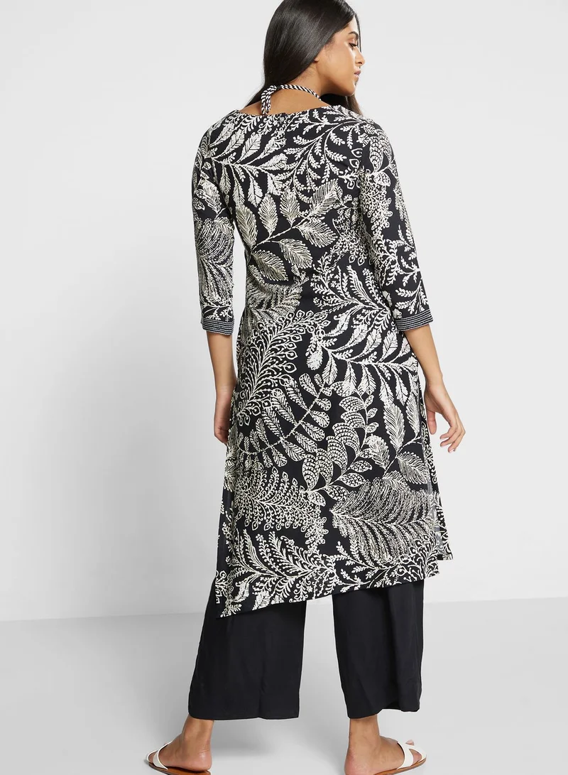Biba Printed Kurti & Pants Set