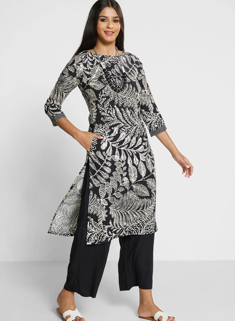 Biba Printed Kurti & Pants Set