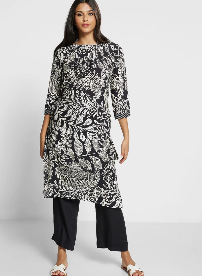 Biba Printed Kurti & Pants Set