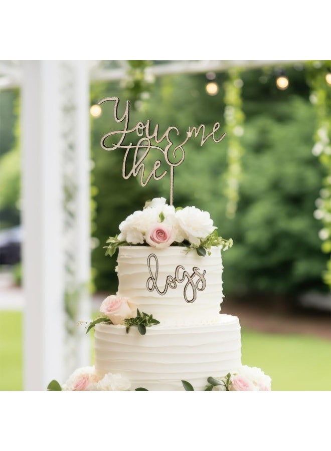 Wooden 'You Me And The Dogs ' Cake Topper, Rustic Wedding Decoration, for weddings, birthdays, baby showers and much more! - Image 1