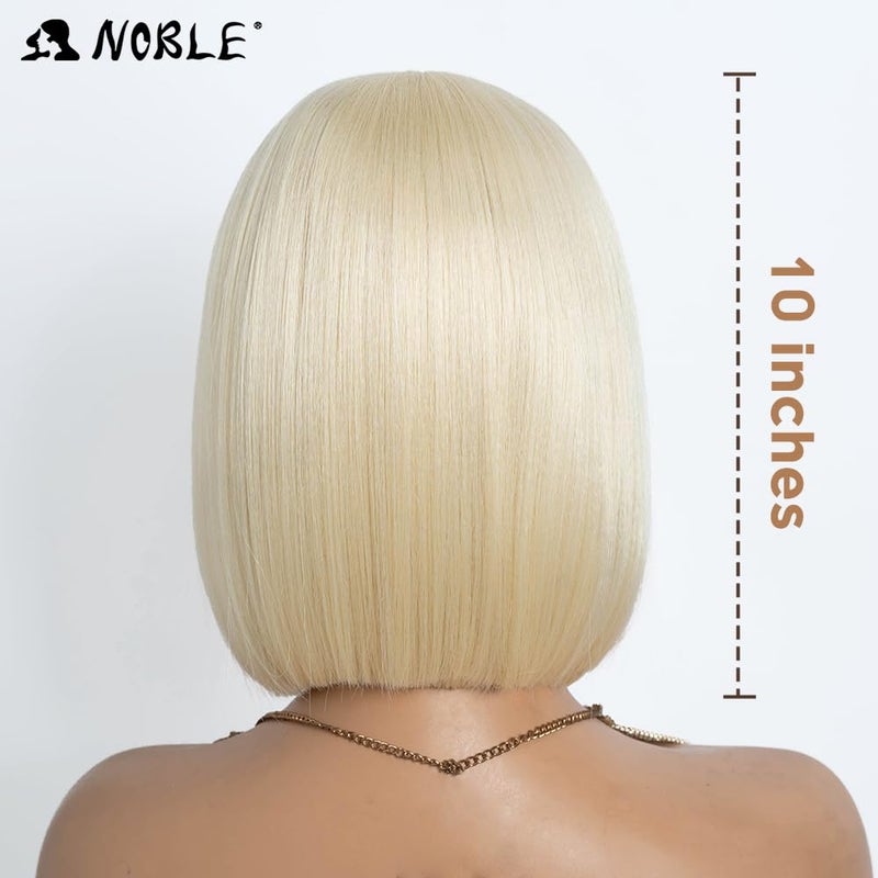 NOBLE Blonde Bob Wig Short T Part Hd Lace Front Bob Wigs for Women 10 Inches Straight Short Bob Wig Synthetic Middle Part Blunt Cut Bob Wigs for Daily Party Use - Image 4