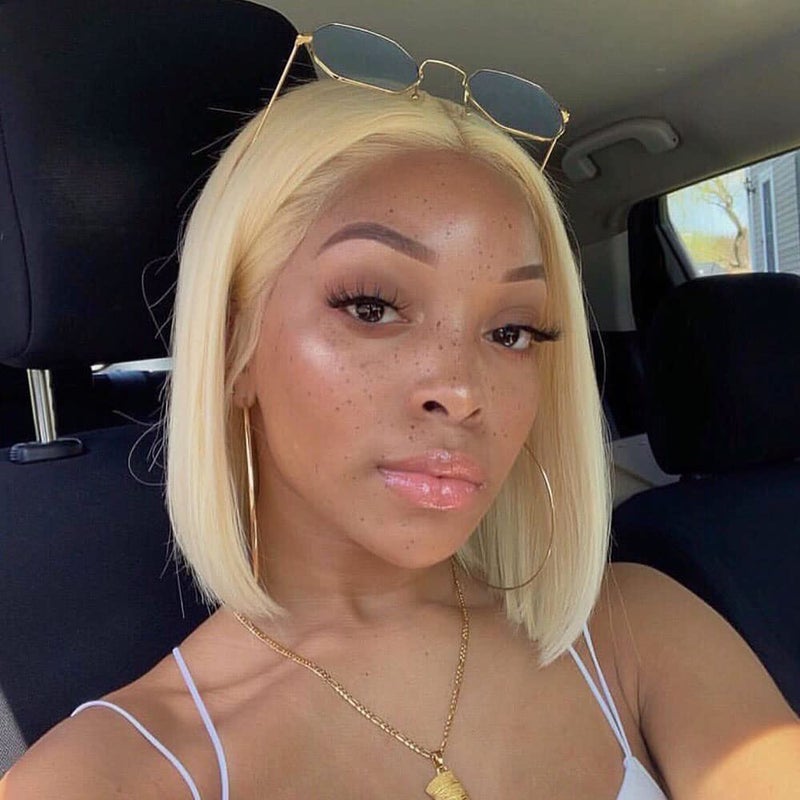NOBLE Blonde Bob Wig Short T Part Hd Lace Front Bob Wigs for Women 10 Inches Straight Short Bob Wig Synthetic Middle Part Blunt Cut Bob Wigs for Daily Party Use - Image 2