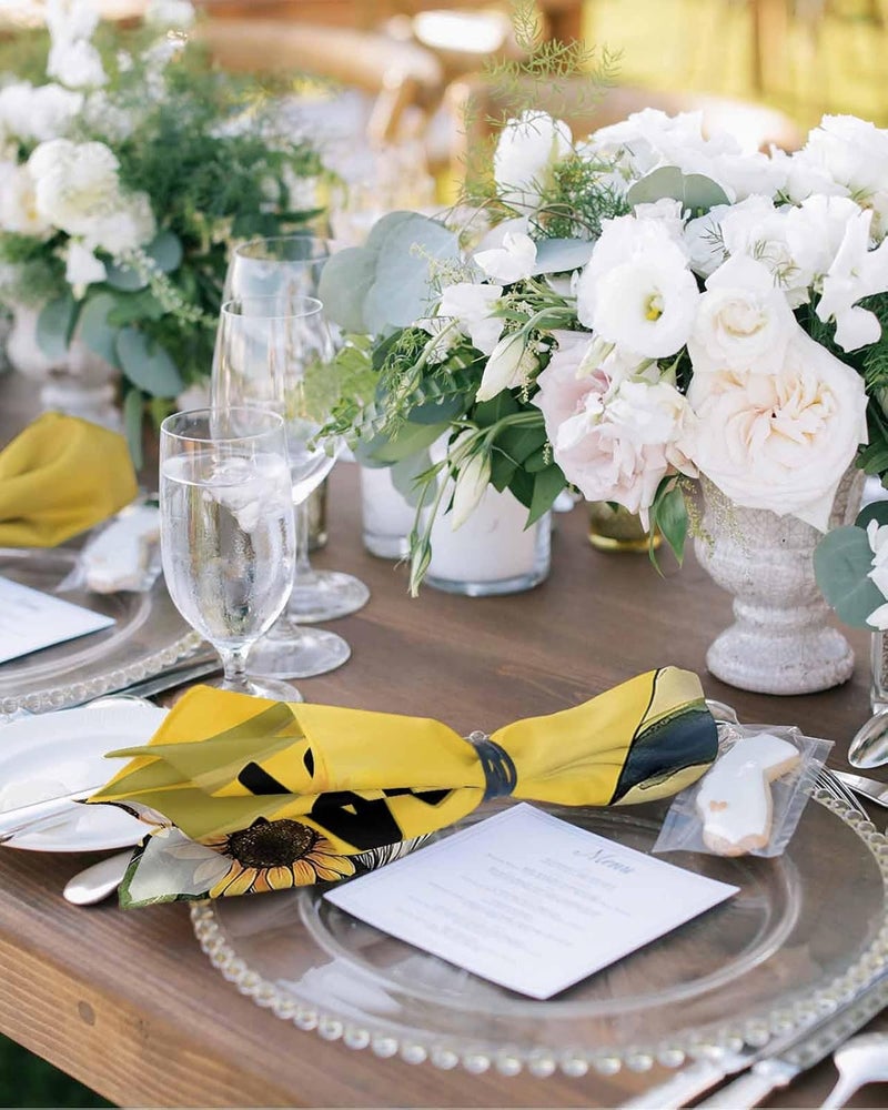 IDOWMAT Watercolor Yellow Dwarf Sunflower Cloth Napkins Set of 8Reusable Washable Napkins Cloth Summer Flower Leaves Table Dinner Napkins for Kitchen Wedding Parties - Image 2