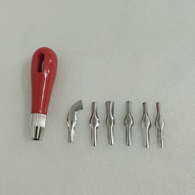 A Set Of Carving Tools For Beginners Portable Art Supply With Ergonomic Handle Red Ideal For Carving And Printmaking - Image 2