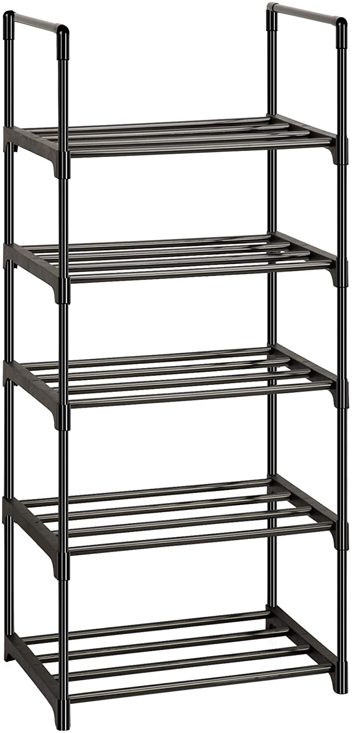 OYREL Sturdy Metal Shoe Stand Narrow Closet Shoe Rack with Multiple Shelves