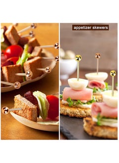 KASTWAVE Cocktail Picks, 12 Pcs Reusable Stainless Steel Cocktail Garnish Toothpicks Set for Drinks Fancy Drinks for Party Decoration Appetizers Fruit(4.3 Inches)  - Image 3