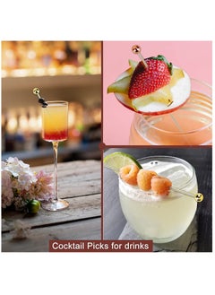 KASTWAVE Cocktail Picks, 12 Pcs Reusable Stainless Steel Cocktail Garnish Toothpicks Set for Drinks Fancy Drinks for Party Decoration Appetizers Fruit(4.3 Inches)  - Image 2