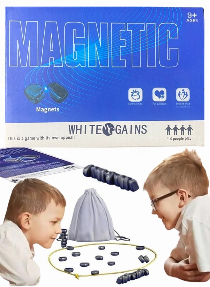 WHITE GAINS Magnetic Strategy Game – Portable 20‑Piece Magnetic Marble Puzzle for 1‑4 Players | Travel-Friendly Family & Kids Educational Game - Image 1