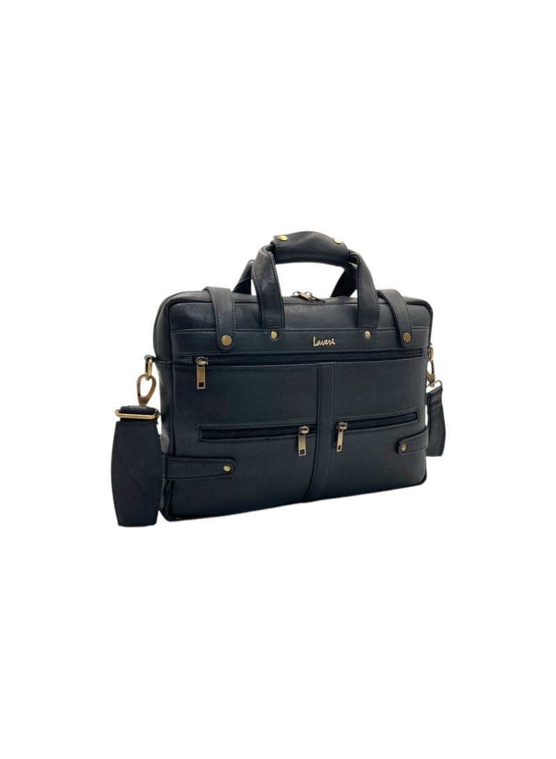 LAVERI LEATHER LAVERI Laptop Bag for Men - Leather Messenger Bag for Office - Fits up to 15 Inch Laptop - Shoulder Bag with Multiple Compartments - Executive Leather Bag for Work/Travel/Casual - 2872 - Image 1