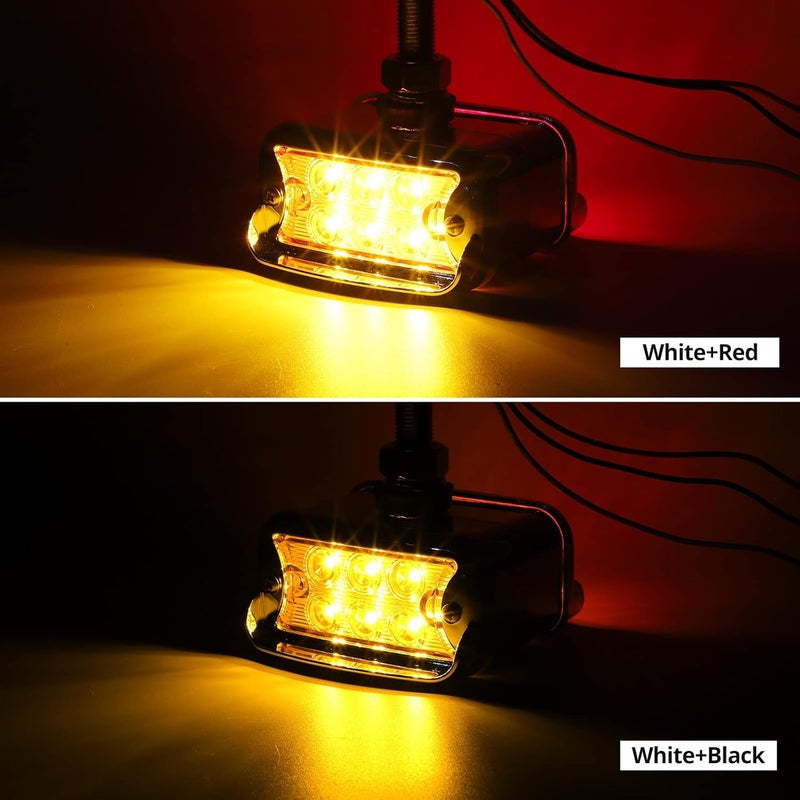 Partsam 2Pcs Double Face T-Mount Marker and Turn Signal Lights, Amber/Red 6 LED Dual Function - Image 3