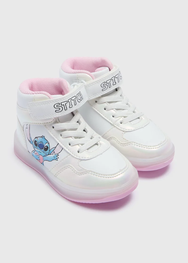 Matalan Girls Disney Stitch White High Top Trainers