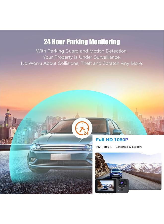 Linjie Dash Cam 1080P Fhd | Driving Recorder 3 Channel With Wifi | Wide-Angle & Night Vision | G-Sensor & Loop Recording | Waterproof Rear Cam | Vehicle Safety & Surveillance - Image 3