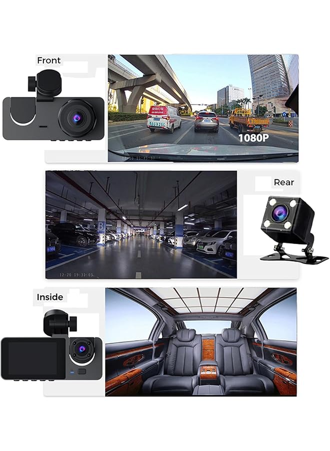 Linjie Dash Cam 1080P Fhd | Driving Recorder 3 Channel With Wifi | Wide-Angle & Night Vision | G-Sensor & Loop Recording | Waterproof Rear Cam | Vehicle Safety & Surveillance - Image 4