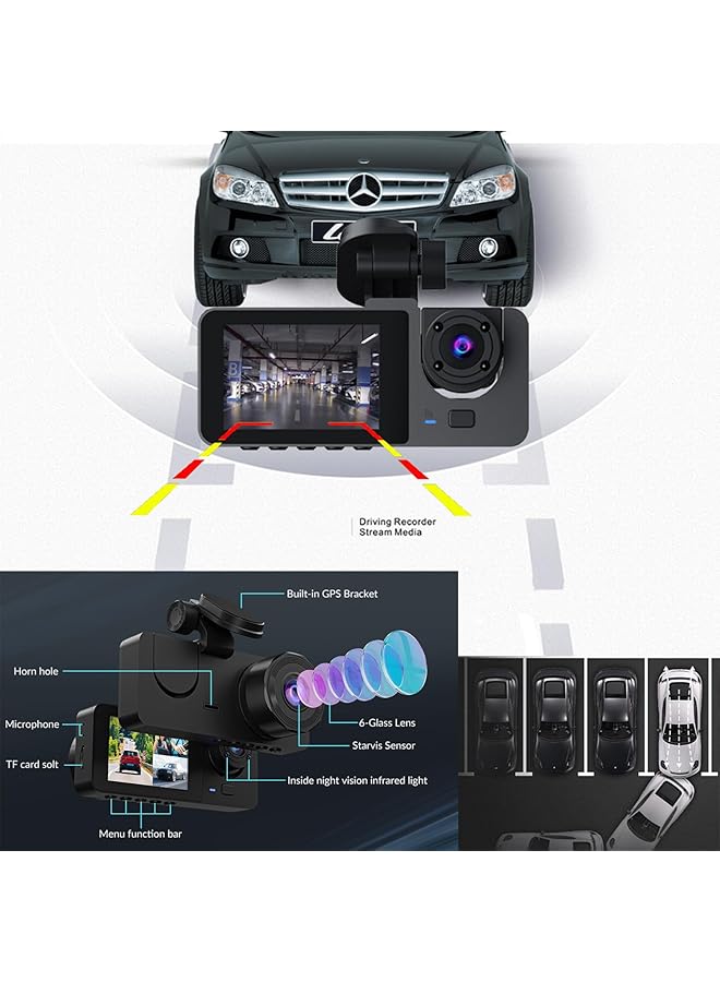 Linjie Dash Cam 1080P Fhd | Driving Recorder 3 Channel With Wifi | Wide-Angle & Night Vision | G-Sensor & Loop Recording | Waterproof Rear Cam | Vehicle Safety & Surveillance - Image 5