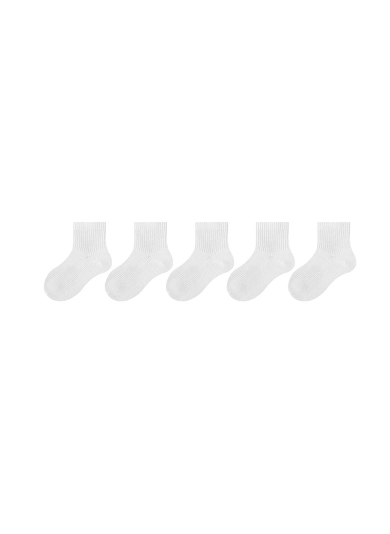 UOTOPO - UOTOPO Boys Girls Kids Children socks - Back to School 5 Pairs Cotton Rich Plain Ankle Uniform School Breathable Cotton Socks - Sizes 3-16 years - Image 1