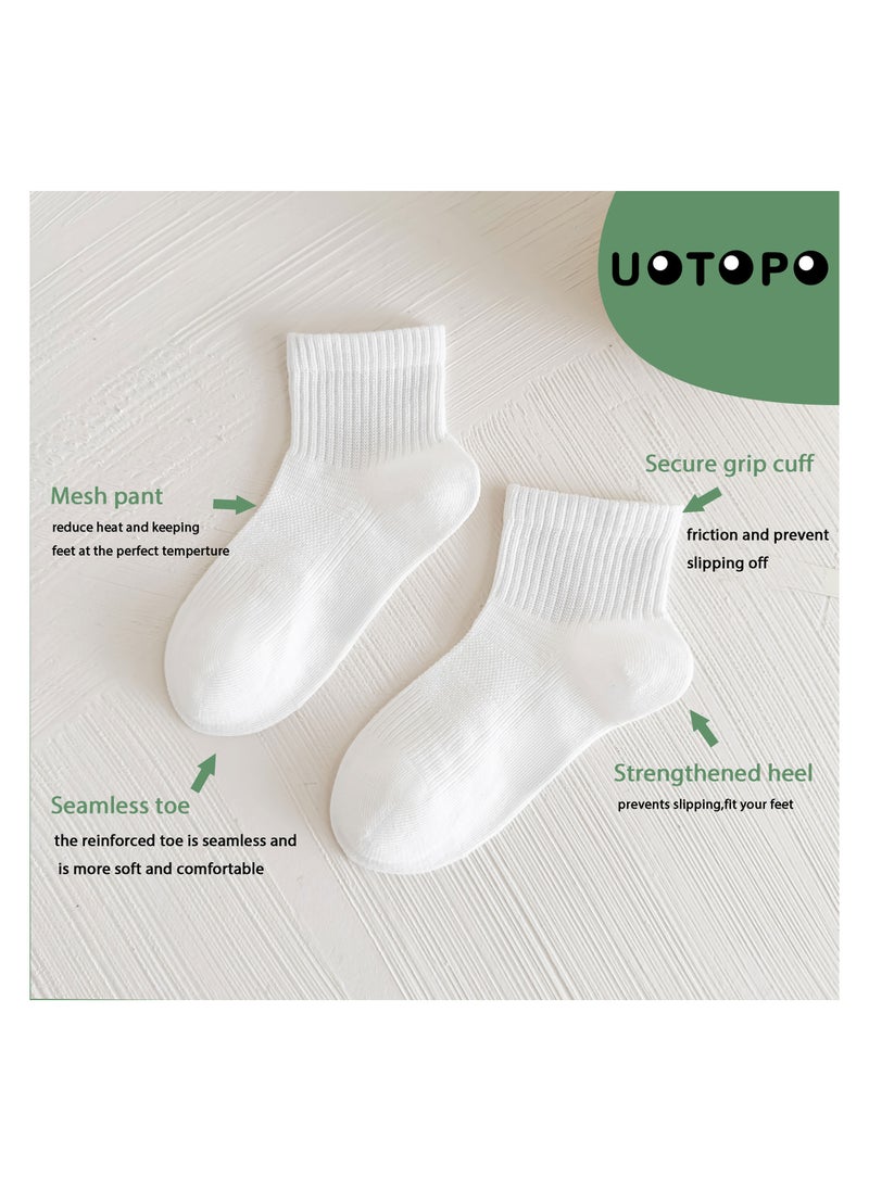 UOTOPO - UOTOPO Boys Girls Kids Children socks - Back to School 5 Pairs Cotton Rich Plain Ankle Uniform School Breathable Cotton Socks - Sizes 3-16 years - Image 1