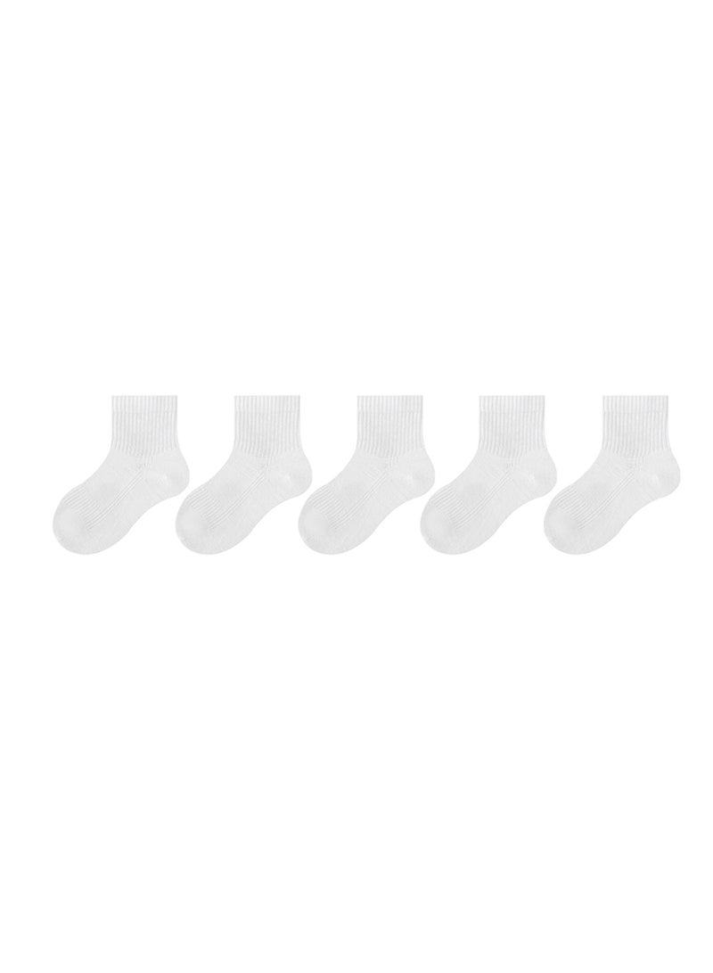 UOTOPO Boys Girls Kids Children socks - Back to School 5 Pairs Cotton Rich Plain Ankle Uniform School Breathable Cotton Socks - Sizes 3-16 years  - Image 1