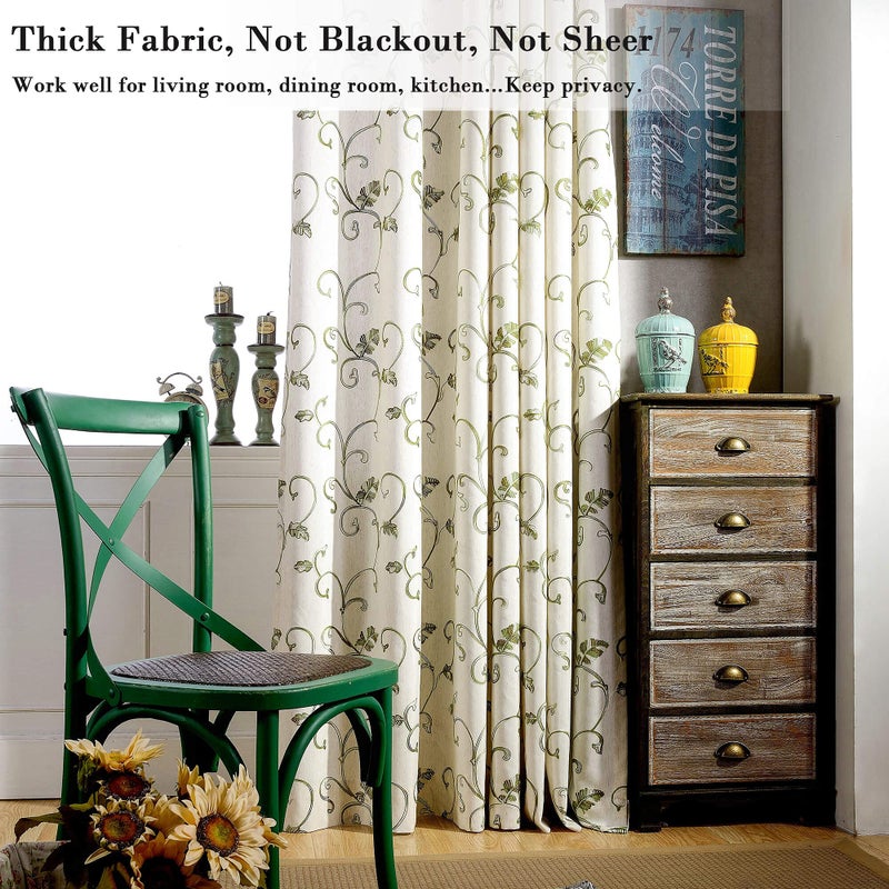 Vine Embroidered Curtains 63 Inches Long, 2 Panels, 52x63, Gray - Image 5