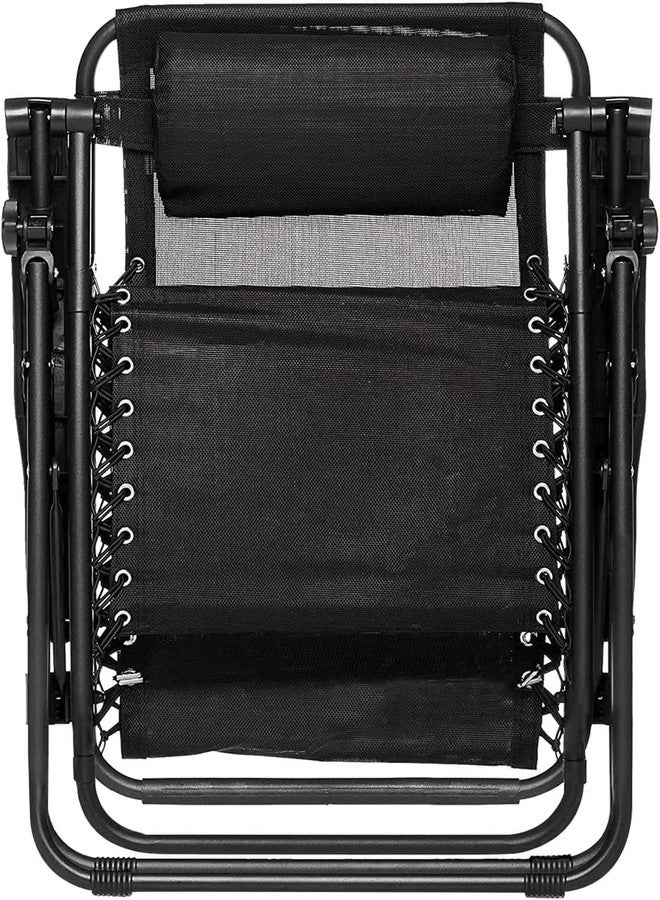 WHISKET Outdoor Patio Zero Gravity Lounge Chair with Pillow, Folding Reclining and Textilene Adjustable, Folding Lounge Lawn Chairs for Outside (Black) - Image 4