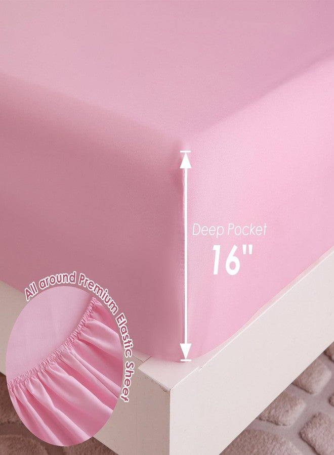 Homilay Twin Size Pink Check Comforter Set for Kids, Toddler, Boys&Girls, 4 Pieces Bed-in-a-Bag Bedding Set, All Season Ultra Soft Oeko TEX Sheets Set with Comforter, (Pink Bow) - Image 5